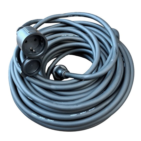 25 meter verlengkabel 3x2,5 mm² Neopreen, spatwaterdicht en geschikt voor binnen- en buitengebruik