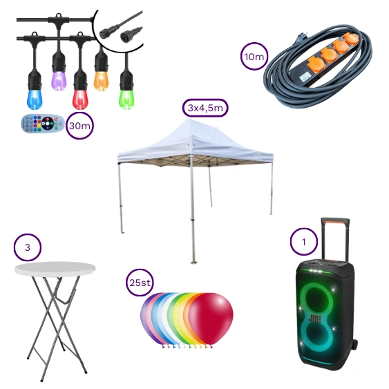 Tuinfeest Premium Partypakket met partytent en JBL PartyBox